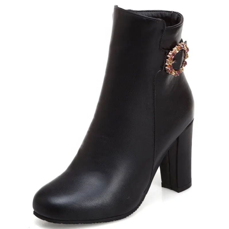 Женские ботильоны на высоком каблуке с кристаллами осень/зиму | Обувь