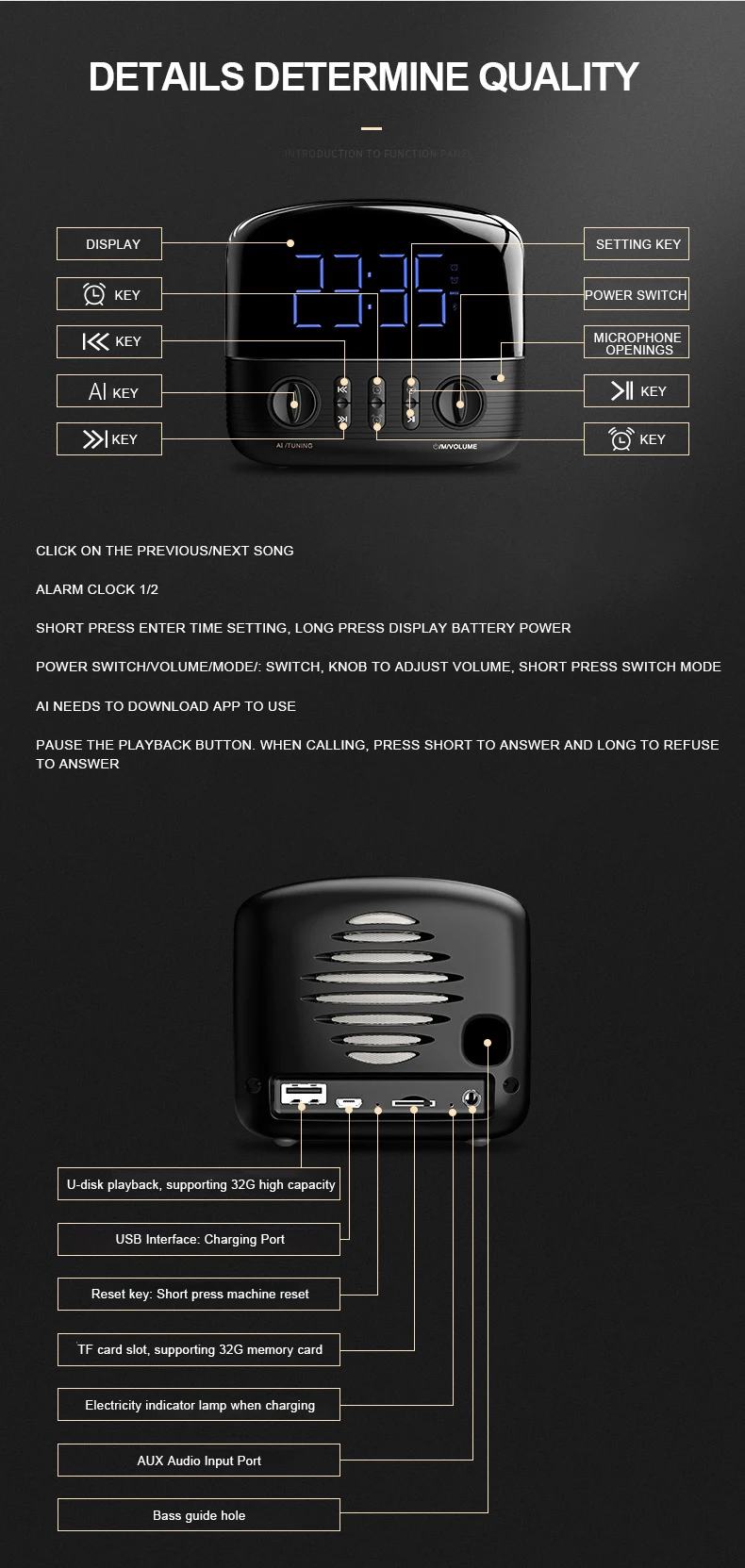 SOAIY S-39 AI Voice Интеллектуальный динамик беспроводной Bluetooth аудио портативный сверхмощный сабвуфер наружная Мобильная Миниатюрная акустическая система для телефона
