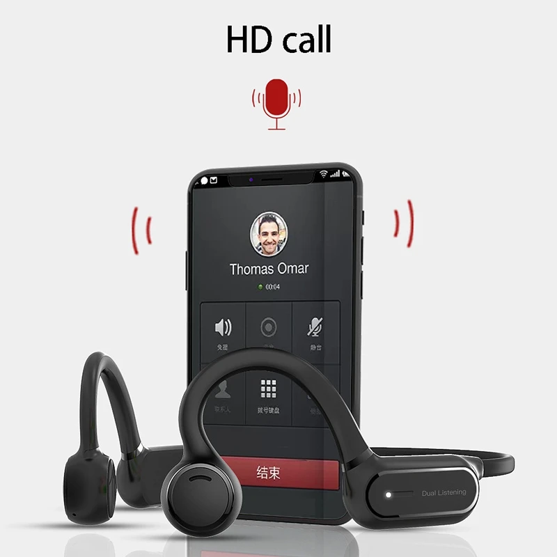 

Hot AS1 Wireless Headphones Bone Conduction Bluetooth Headphone 5.0 Handsfree Sport Headset with Microphone