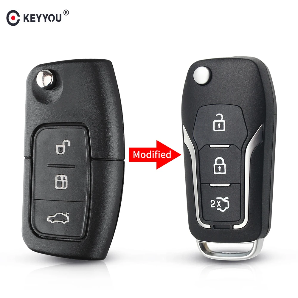 KEYYOU 3 кнопки модифицированный Флип складной пульт дистанционного управления автомобильный ключ чехол для Ford Focus 2 3 mondeo Fiesta Брелок чехол