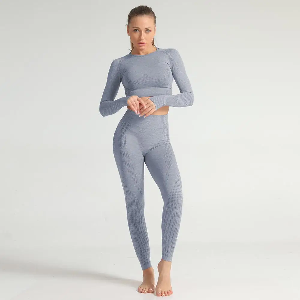 Бесшовный комплект леггинсов для йоги женский спортивный костюм одежда