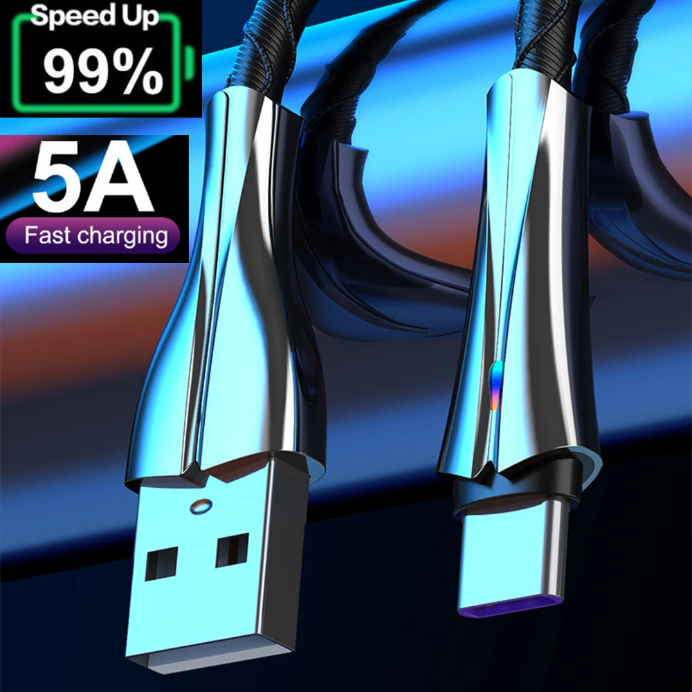 3A Micro USB кабель цинк быстрая зарядка Type C для Samsung Xiaomi LED 5A iPhone 11 Pro XS MAX XR X 8 7Plus|Кабели
