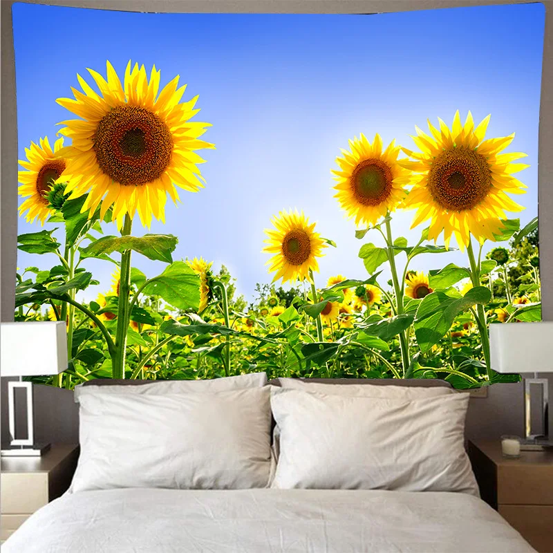 Гобелен в виде подсолнуха Aggcual настенное украшение пасторальном стиле пейзаж