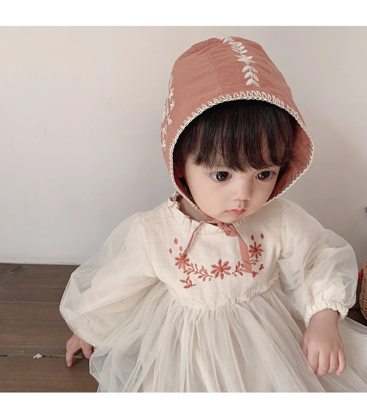 Винтажные Детские платья с цветочной вышивкой и длинными рукавами для девочек