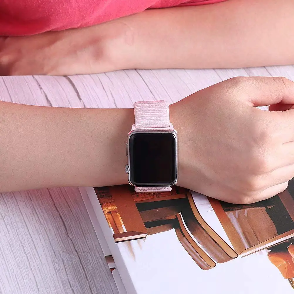 Нейлоновый спортивный бесшовный мягкий для наручных часов iwatch серии 4/5/3/2/1 дышащий замена ремешок для наручных часов Apple Watch 38 мм/40 мм/42 мм/44 мм