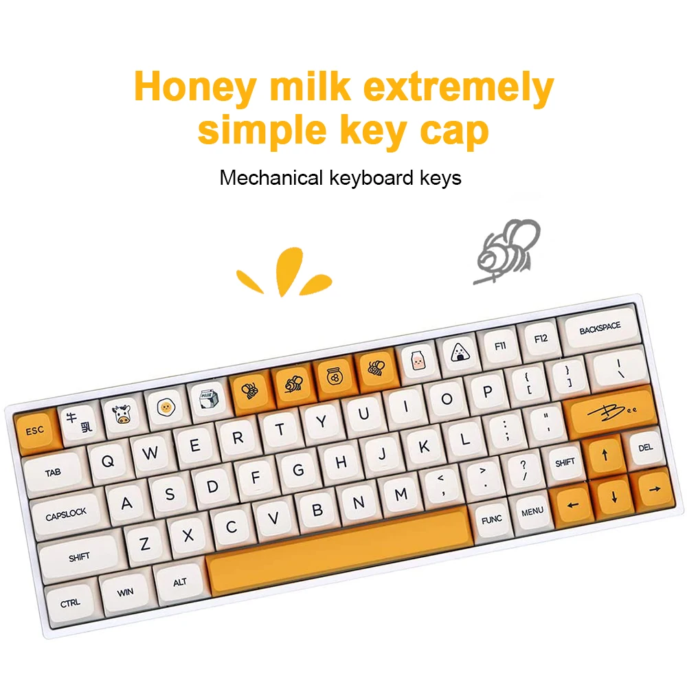 

137 Keys PBT Keycaps Set Dye-Sub DSA Profile Minimalist White Honey Milk Theme Keycap for Mechanical Gaming Keyboard White