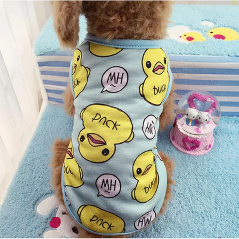 Милая Одежда для собак мультяшная футболка и кошек мягкая одежда щенков летняя