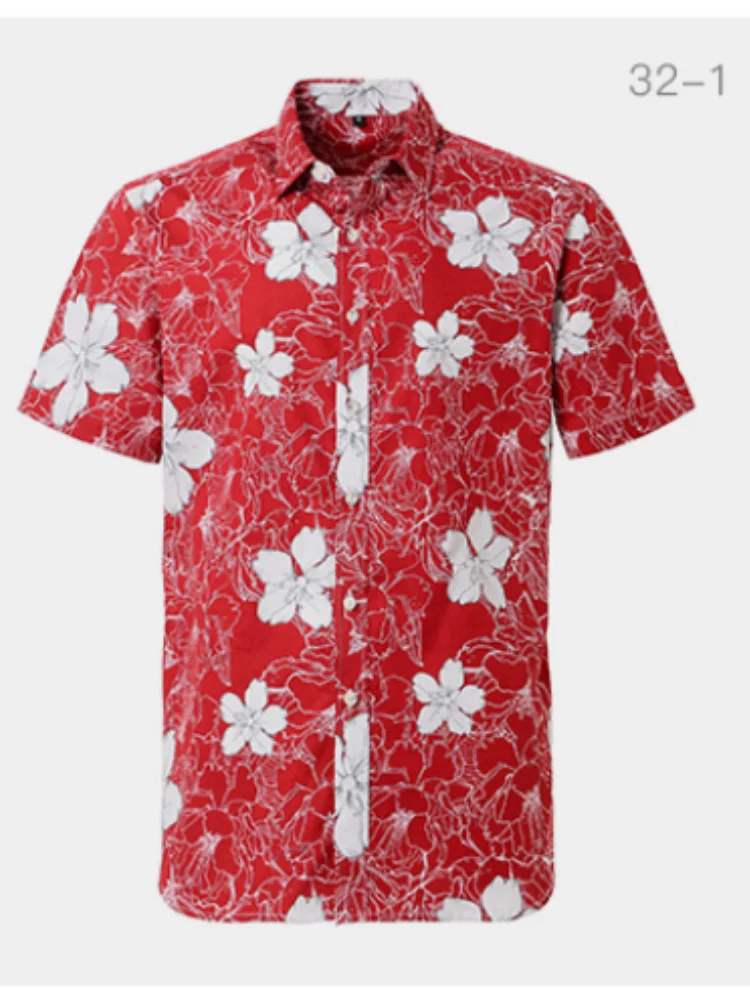 

Wholesale Summer Cotton Digital printing Men's Hawaiian Short Sleeve Shirts