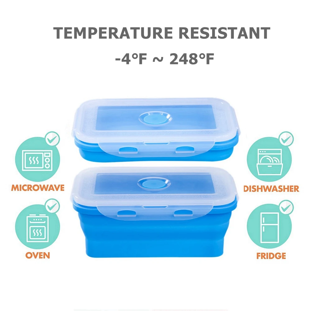 Силиконовый Складной Контейнер Bento Портативный Ланч бокс безопасная посуда для