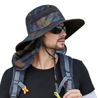 fishing camping cap summer men camouflage large bucket cap foldable breathable anti uv sun proof hiking sun hats
