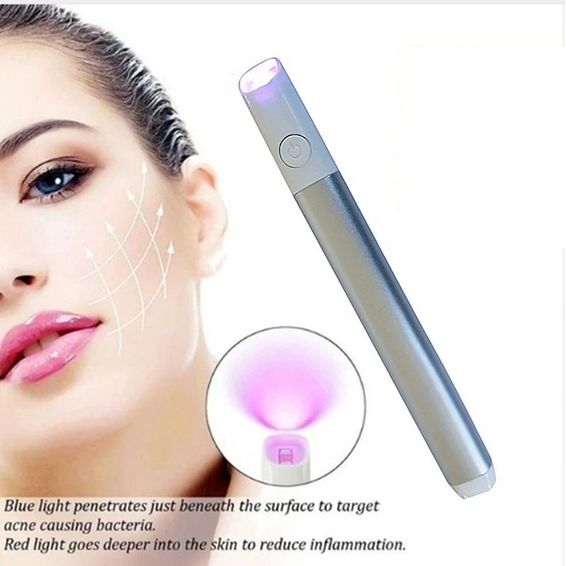 Home Portable Red and Blue Light Acne Removal Pen Facial Acne Removal Instrument Repair Beauty Bar Amazon Hot Selling Repair Ins
