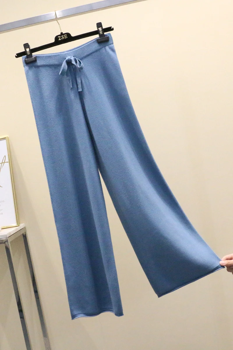 

2020 Hot Sale Acrylic Regular Drawstring Women Knit Leggings Europe And The New High Waist Slim Thickened Pants Casual Ladies