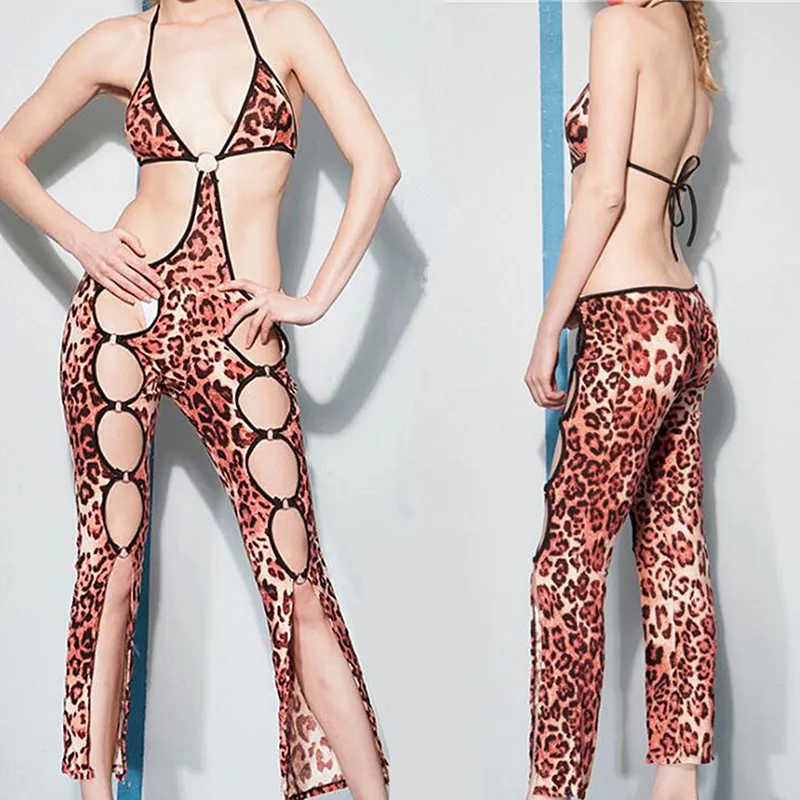 Леопардовый боди для ребенка Холтер Бикини женское эротическое белье|Женское