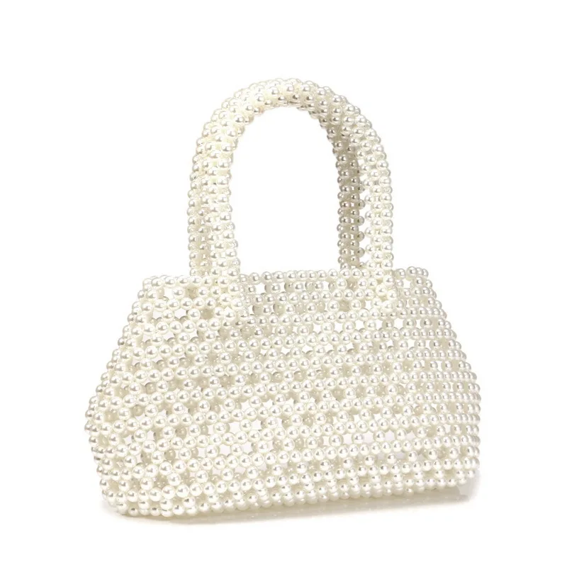 

New Pearl Evening Bag Female Europe and America Ins Handbag Hand-woven Large-capacity Beaded Bag Wedding Handbag Free Shipping