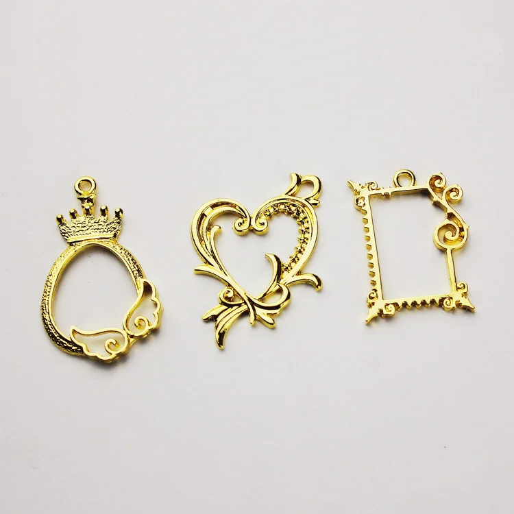 5 шт./лот прямоугольная металлическая оправа в форме сердца подвеска с подвеской