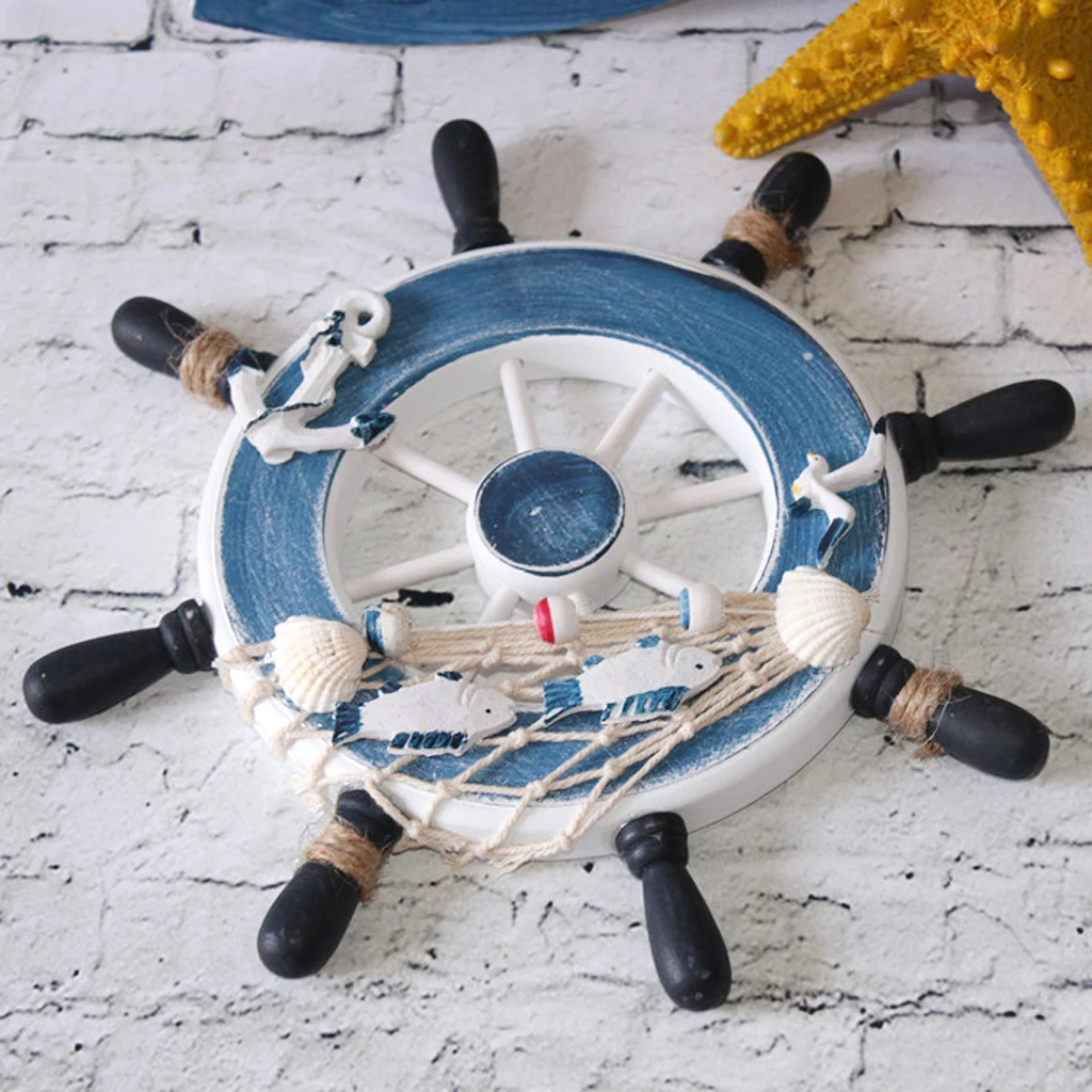 

Wooden Ship Wheel Nautical Seaside Wall Hanging Hook Nautical Door Plaque Signs autical wall hanging decoration