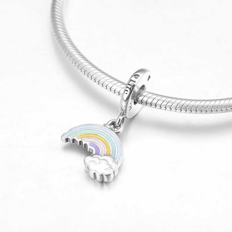 Бусины-подвески из серебра 925 пробы с радугой и облаками | Украшения аксессуары