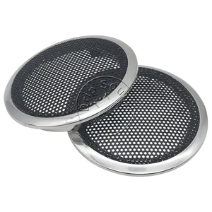 Декоративная круглая металлическая сетчатая решетка для динамика 2 дюйма, накладка на гриль, для украшения автомобиля и дома, # серебристый + черный