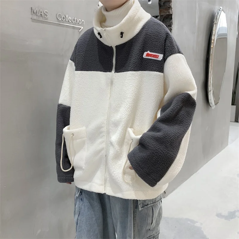 Мужская зимняя теплая верхняя одежда в стиле пэчворк со шнурком мужской