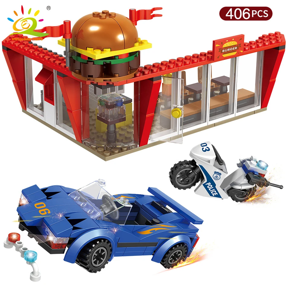 406 шт город полиция грабитель магазин уличный вид строительные блоки фигурки