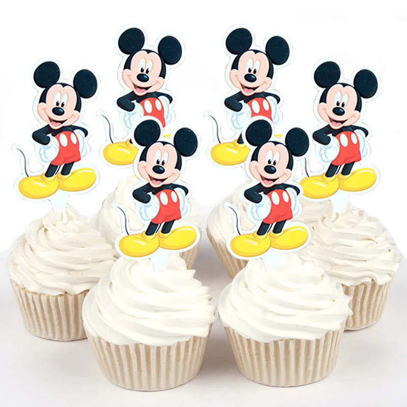 50pcs Pretty Snow Princess Elsa Mermaid Ariel Minnie Mouse Cartoon Paper Cake Topper Decor Birthday Wedding Party Supplies |