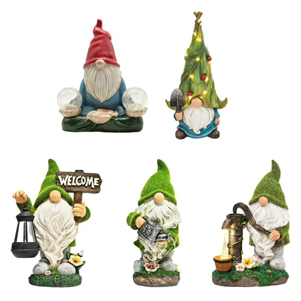 

Naughty Garden Gnome Statue Solar Garden Light Funny Ornaments Christmas Dress Up Garden Decoration Resin Gnome New Hogard Resin