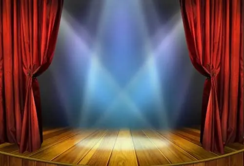 

Theater Stage Backdrop Red Curtains Backdrop Photography Background Stage Spotlights Wooden Floor Festival Celebration Backdrop