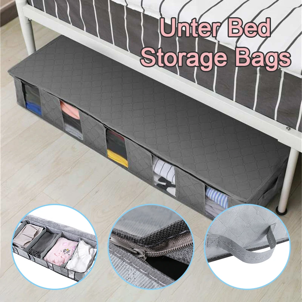 Большая складная вместительная коробка для хранения на дно кровати одеяло под