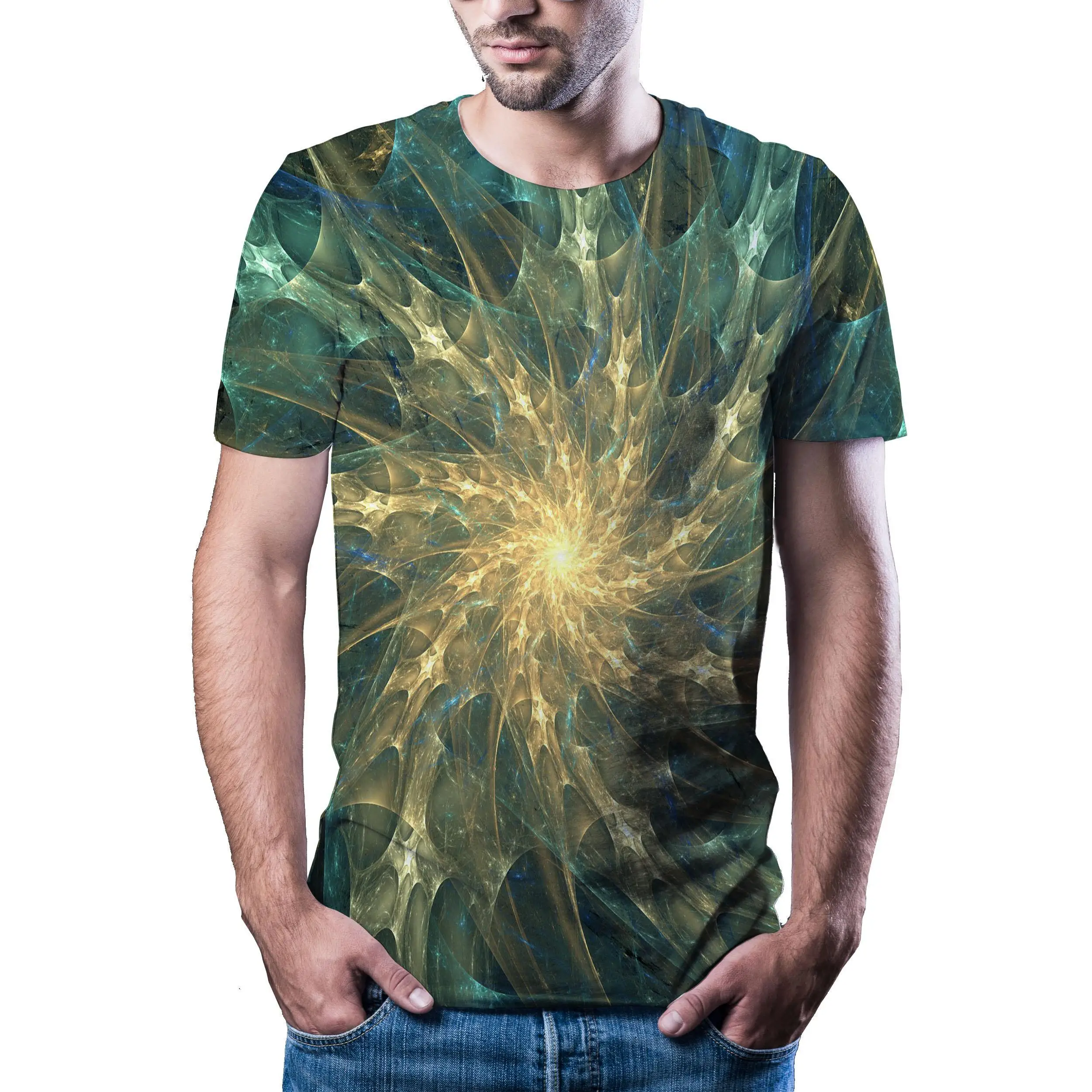 

2020 New Men'S T-Shirt Particles Starry Sky 3d Printing T-Shirt Men'S Wild Face Casual O-Neck Men'S T-Shirt Short Sleeve Hot Top