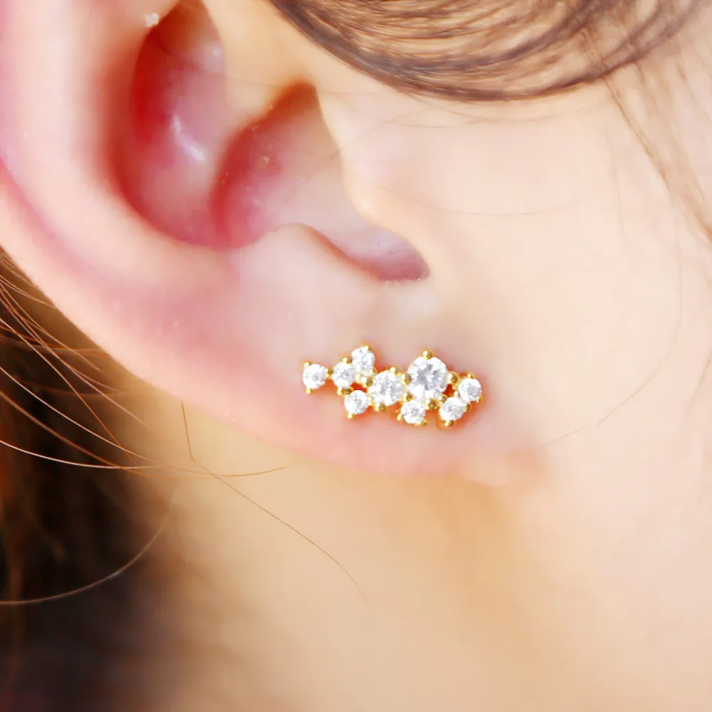 Уха альпинист 925 пробы серебро Минимальный нежный кластера серьги для Для женщин