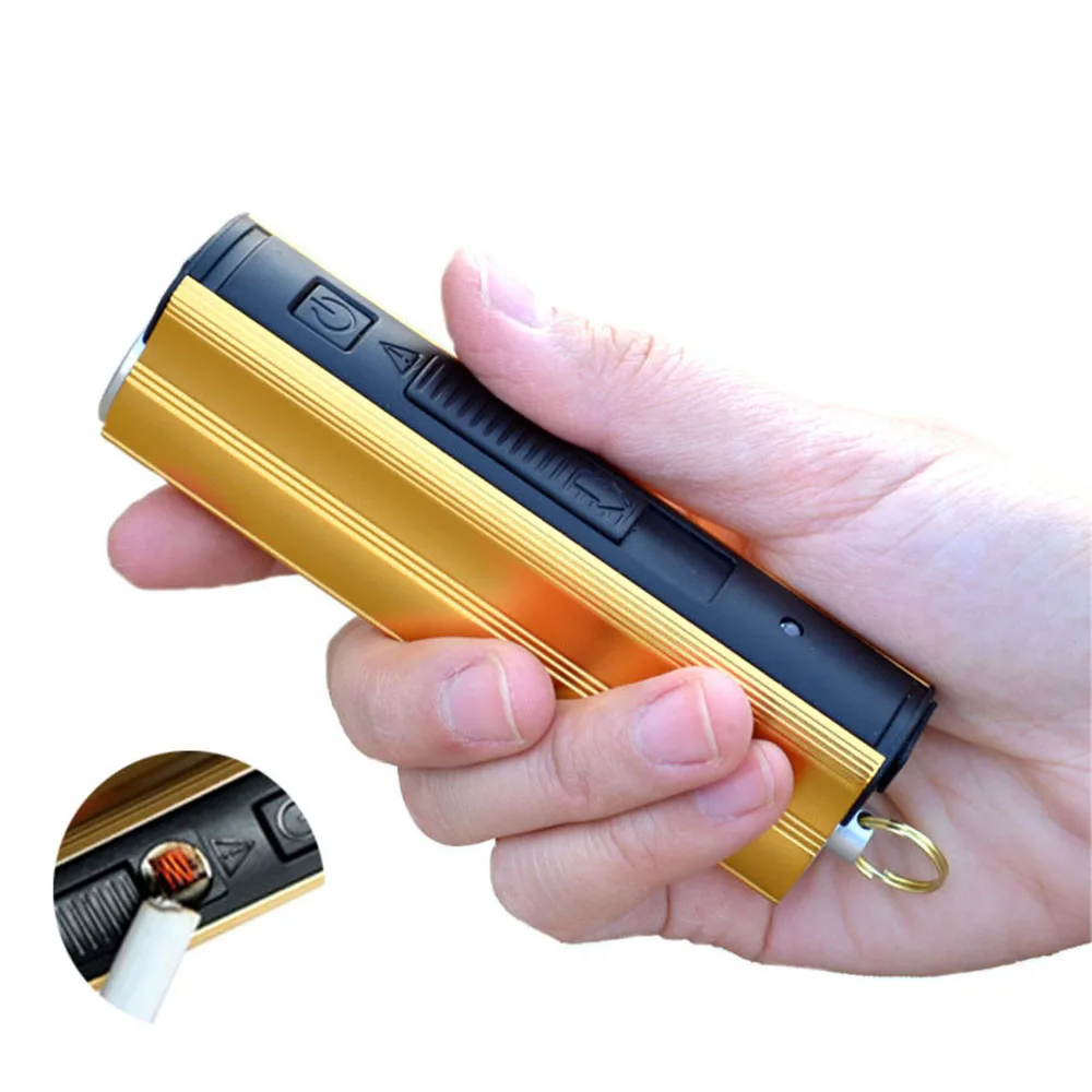 USB Перезаряжаемый маленький светодиодный фонарик с модная зажигалка 3 режима