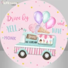 Круглый фон для фотографирования с изображением мороженого, розового цвета, украшение для дня рождения для девочек, баннер с изображением мороженого, покрывало для автомобильного стола, фон в горошек