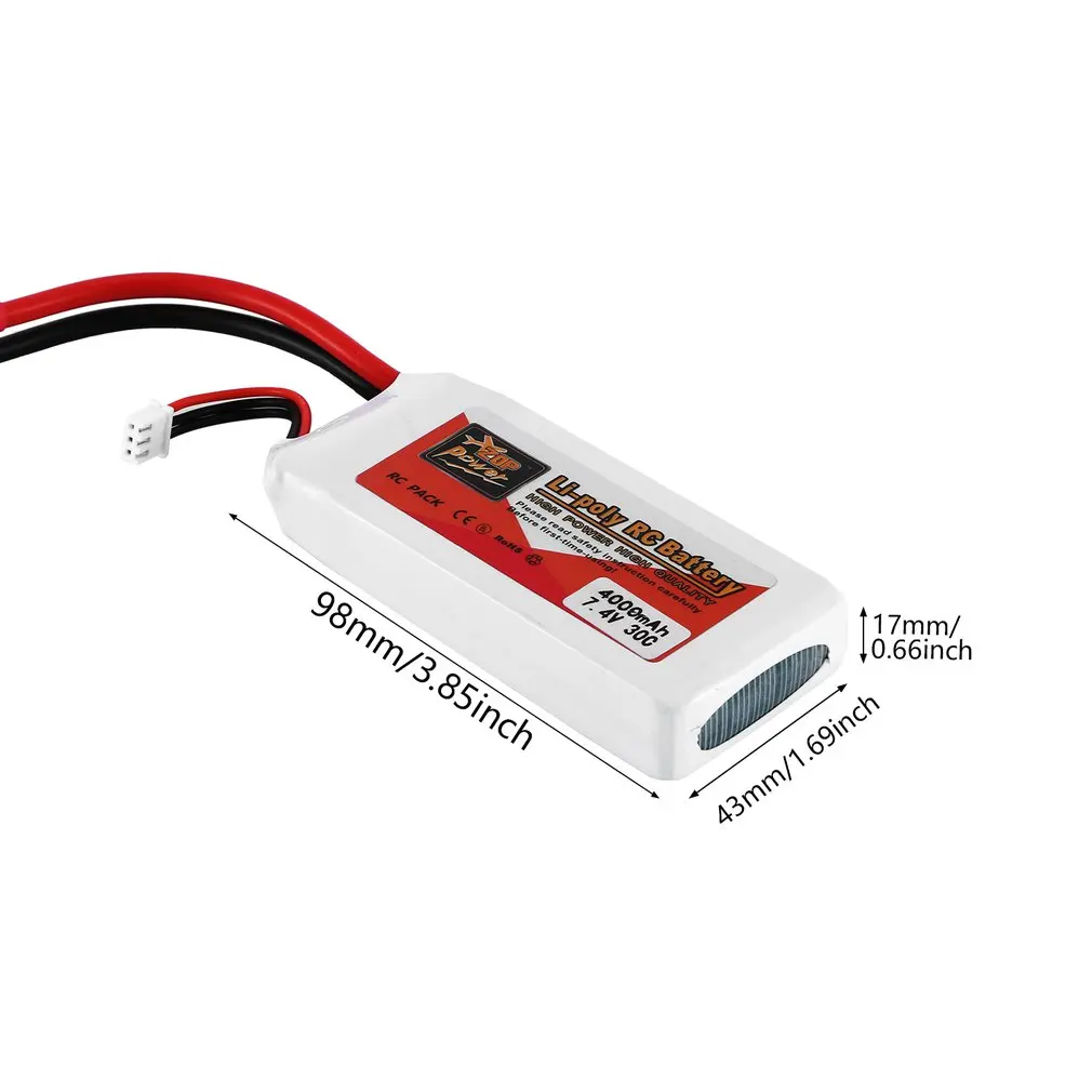 

ZOP Power 7.4V 30C 4000mAh T Plug 814383HP Lipo Battery Rechargeable Battery For RC Racing RC Aircraft Helicopter Car Boat