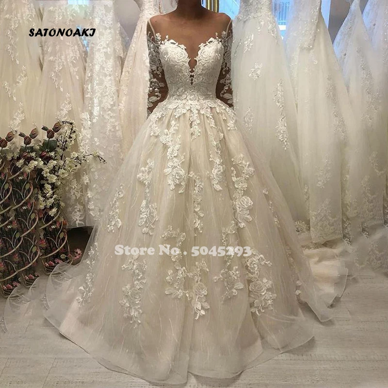 

Женское свадебное платье со шлейфом It's yiiya, белое ТРАПЕЦИЕВИДНОЕ ПЛАТЬЕ до пола с длинными рукавами и аппликацией на лето 2022