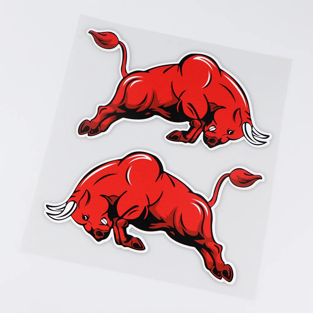 

Car Sticker Bull Red Jumps Rearview Mirror Decals Personality Cartoon Personality Creativity Waterproof PVC,16cmX18cm