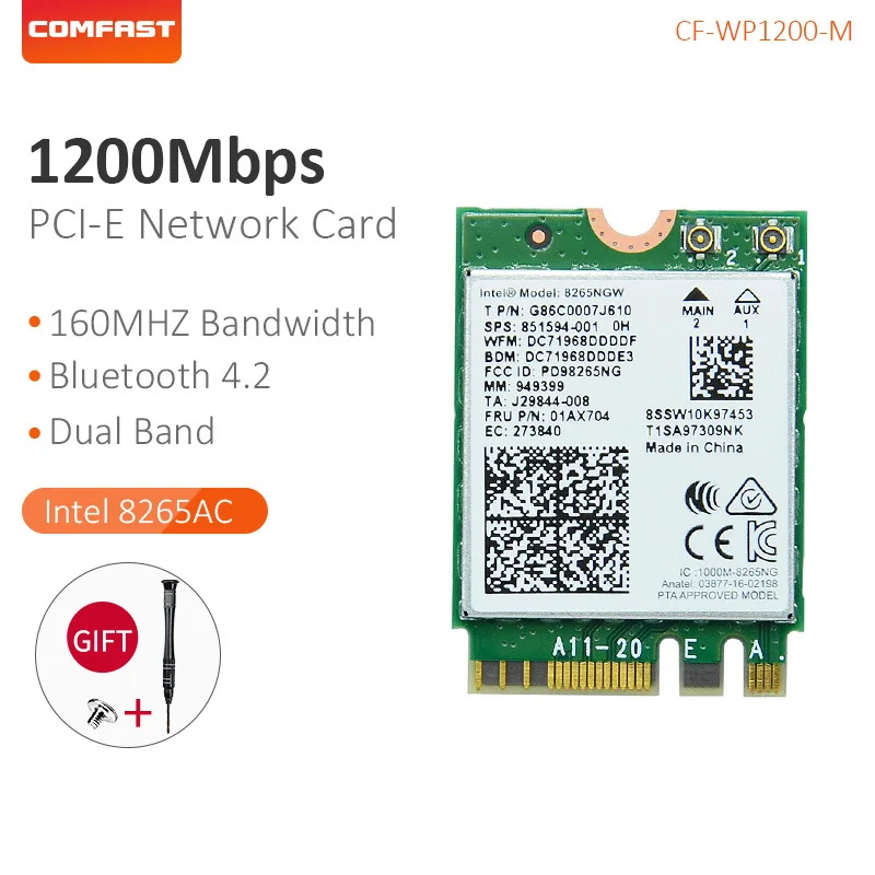 Беспроводная Wi-Fi-карта Comfast два диапазона 2 4 и 5 8 ГГц 1200 Мбит/с Gigabit Bluetooth PCI-E Wlan |