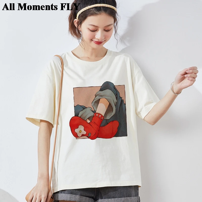 

Red Flower Socks Graphic T Shirts Summer Harajuku Japanese Streetwear Las Mujeres Sweetshirts Leisure Short Sleeve Tees T-shirts