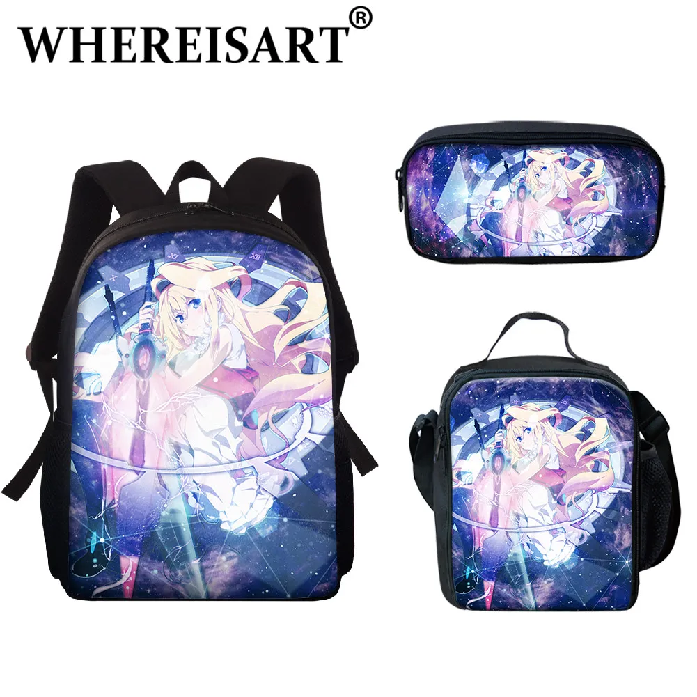 

WHEREISART Customed Design Boys And Girls 3pcs/Set Backpack School Bag Dazzling Claudia Lunch Package Superior Pencil Boxes Gift