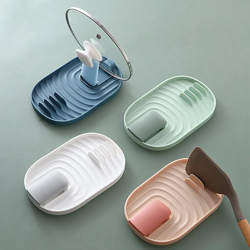 Anti-Slip Kitchen Spoon Rest Pot Lid Holder Rack Shelf Storage Organizer Cooking Stand Pan Cover | Дом и сад