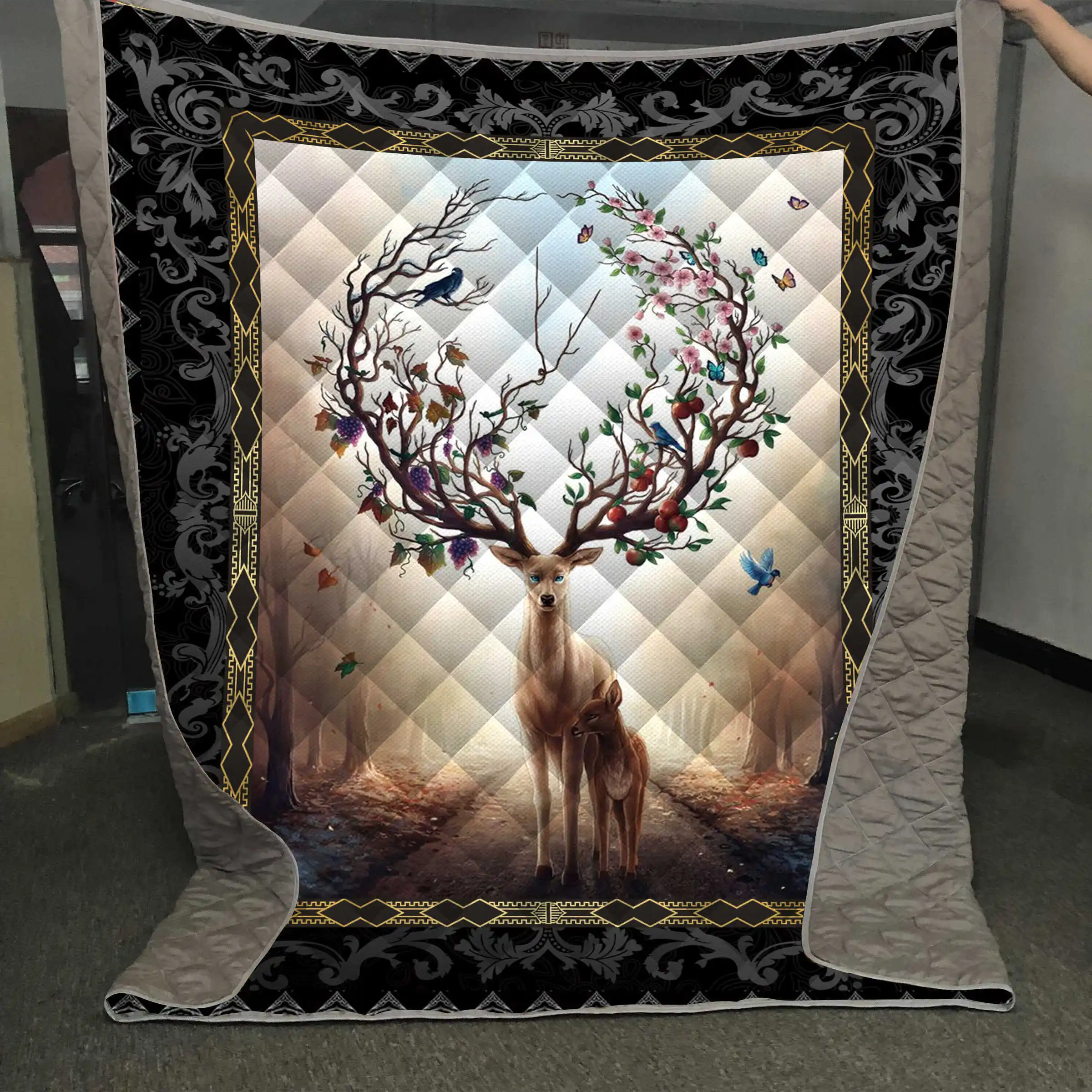 Одеяло с 3d рисунком собаки оленя черепаха кошки Стеганое теплое постельное белье