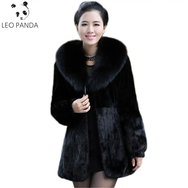 Women's Real Rabbit Fur Coat Winter Thick Warm Black Fox Long Hat Temperament Young Lady 2021 New casual Cothes Female Tops | Женская