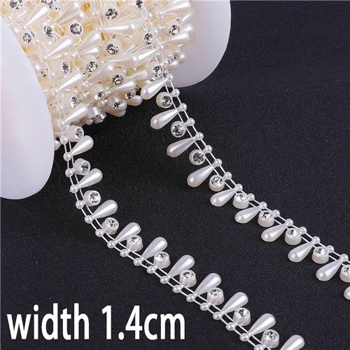 1.4CMx1M 1/1. 5/2 м/уп.; многоразмерные х из пластика ABS, имитация слоновой кости жемчужные бусы отделкой цепочкой для DIY Свадебная вечеринка украшения Костюмы аксессуары для рукоделия - Цвет: 1.4CMx1M