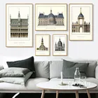 Триптих, классический Европейский дворец, знаменитый пейзаж, художественный постер, архитектура, настенные картины, Картина на холсте, домашний декор