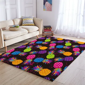 BlessLiving Pineapple Large Carpet for Living Room Colorful Soft Floor Mat Tropical Fruit Area Rug 122x183cm Black Alfombra 2