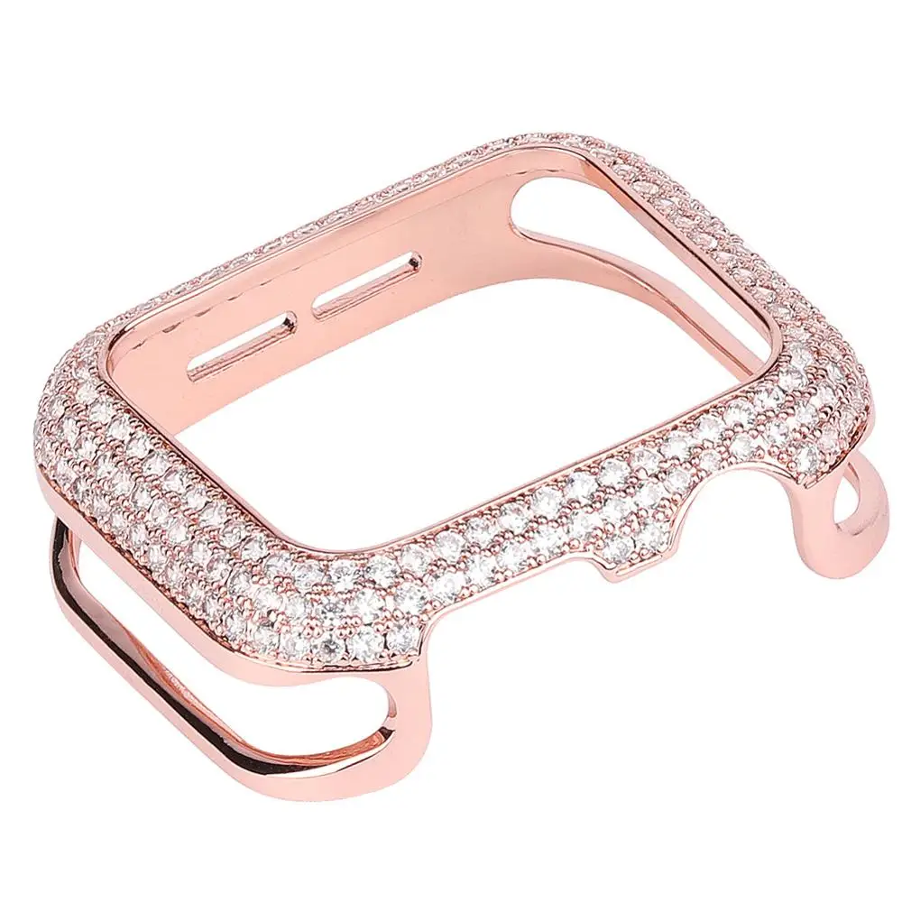 

Полностью Алмазный медный чехол для Apple Watch 7, чехол серии 6 SE 5 4 3, Женский металлический бампер 41 мм 45 мм 40 мм 44 мм 42 мм для iWatch, рамка