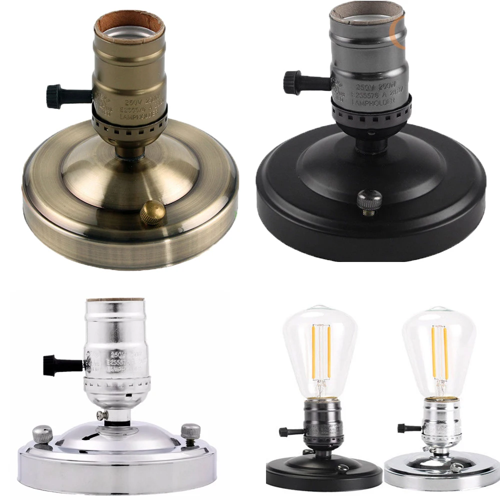 

WLGNM Retro Lamp Base E26/E27 Aluminum Vintage Lamp Bases Antique Edison Ceiling Screw Light Lamp Bulb Socket Holder WithSwitch