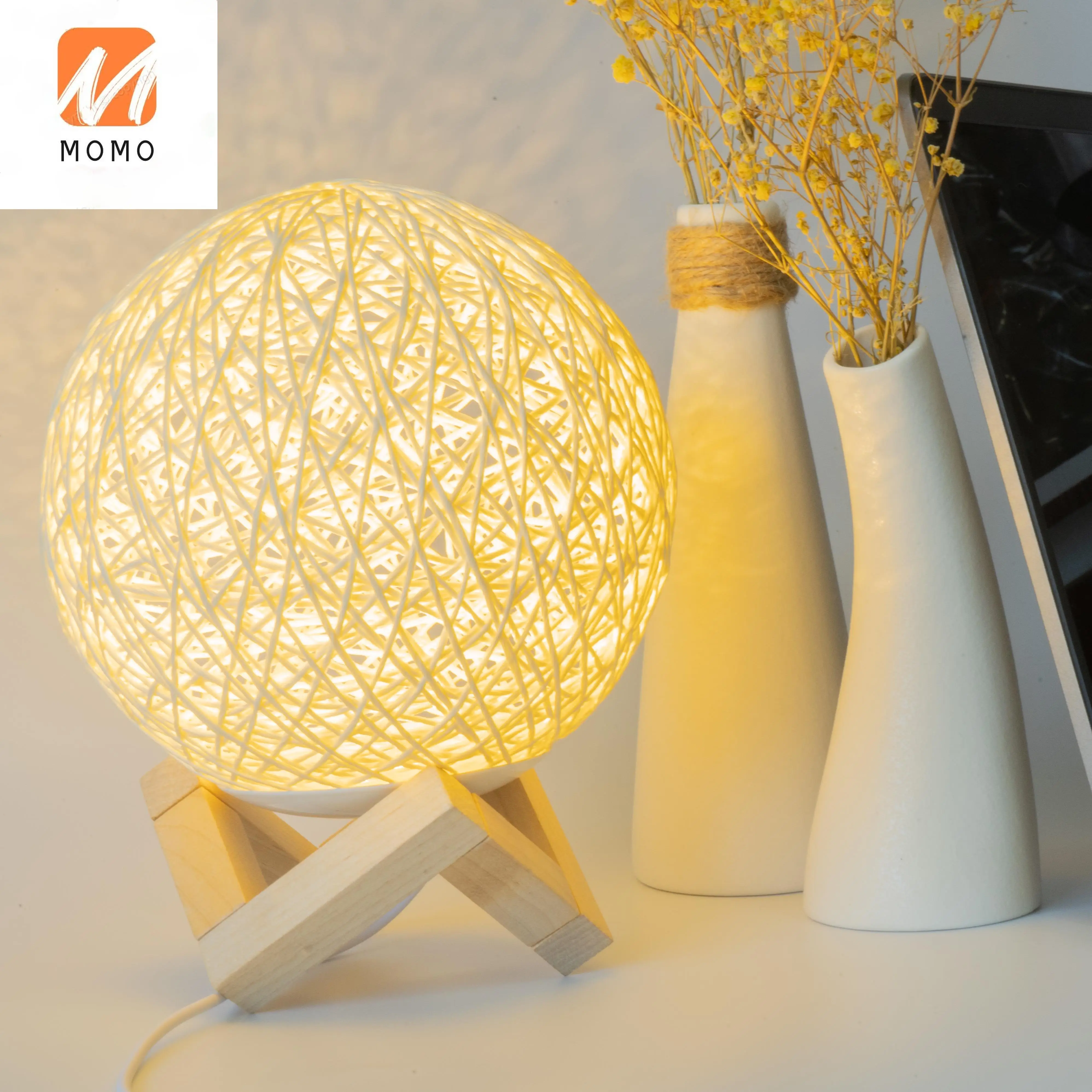 

Remote Control Plug-in LED Light Source Table Lamp Hemp Rope Vine Bal Bedside Bedroom Nursing Decoration Small Night Lamp