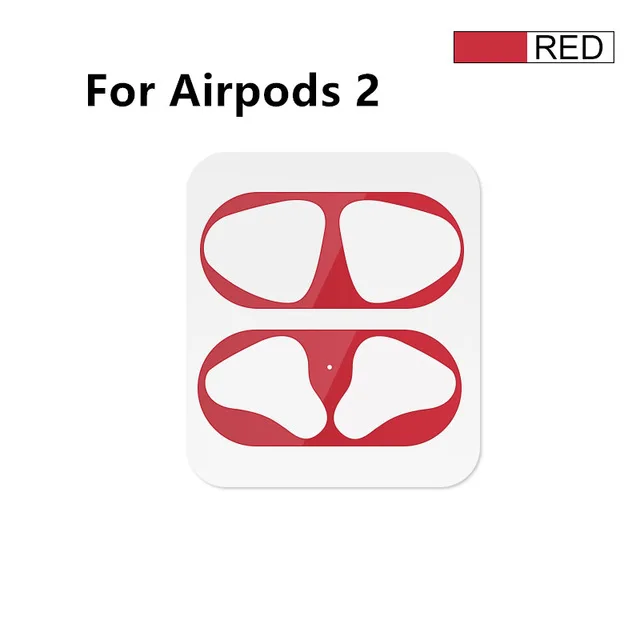 red for airpods 2 Ультра тонкая кожа для AirPod металлическая защита от пыли для Apple AirPods Bluetooth наушники зарядный ящик беспроводные наушники пылезащитный чехол - Цвет: red for airpods 2