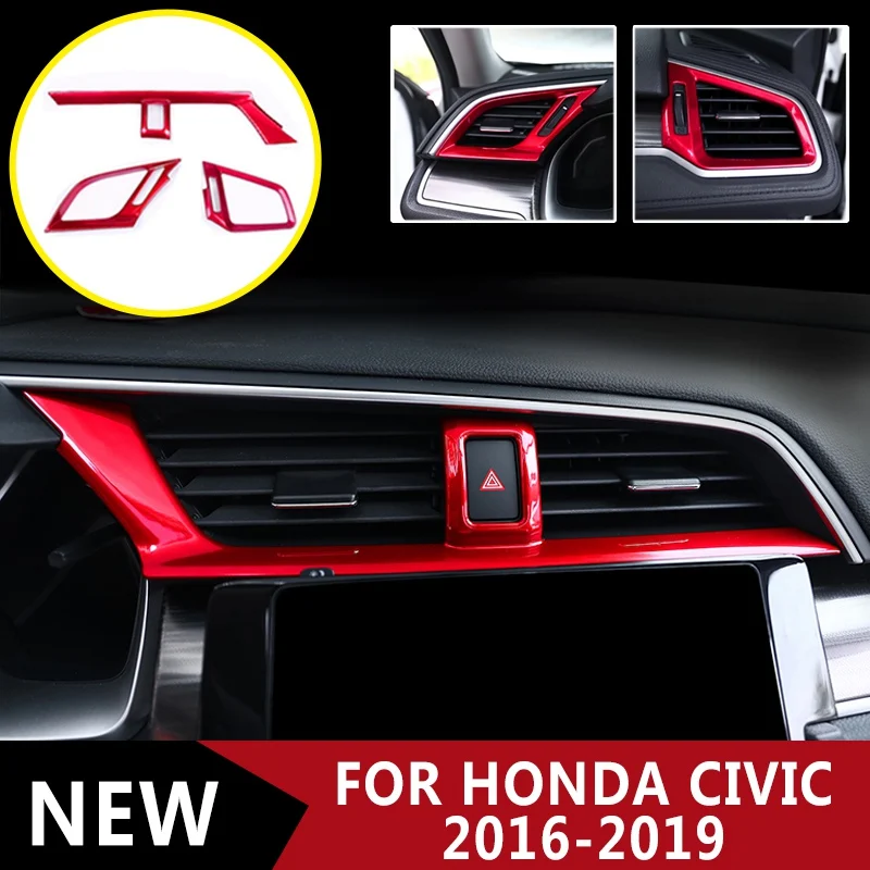 

Pcmos ABS углеродное волокно приборной панели вентиляционное отверстие крышка отделка Аксессуары для Honda Civic 2016-2019 авто Интерьер молдинги накле...
