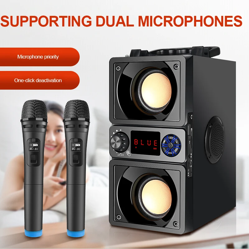 Портативный динамик Bluetooth 5,0 открытый беспроводной 6D объемный Стерео FM радио микрофон Поддержка TF карты KTV вечерние сабвуфер